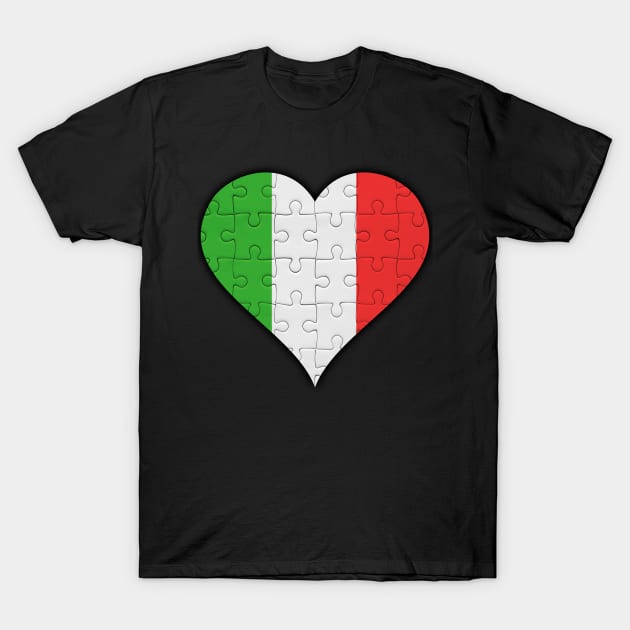 Italian Jigsaw Puzzle Heart Design - Gift for Italian With Italy Roots T-Shirt by Country Flags